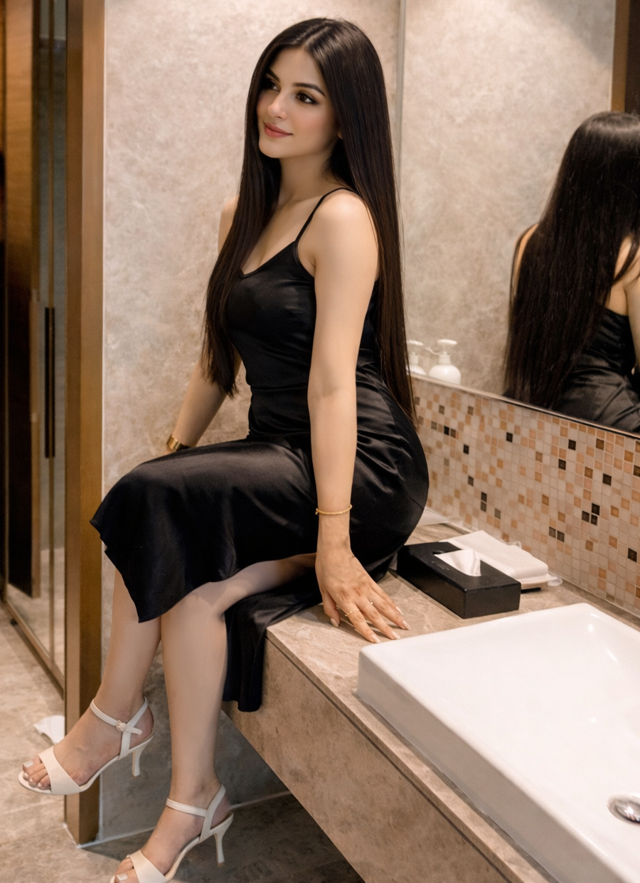 Gima Reddy escort in chic bathroom setting